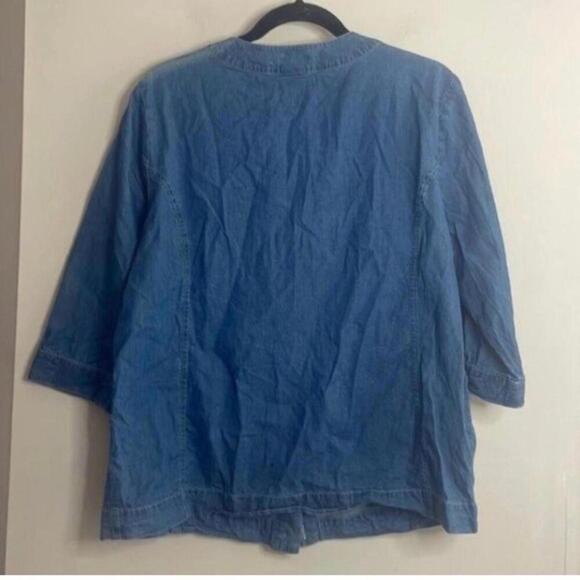 Blair 100% cotton denim chambray button up top blouse - Picture 4 of 8